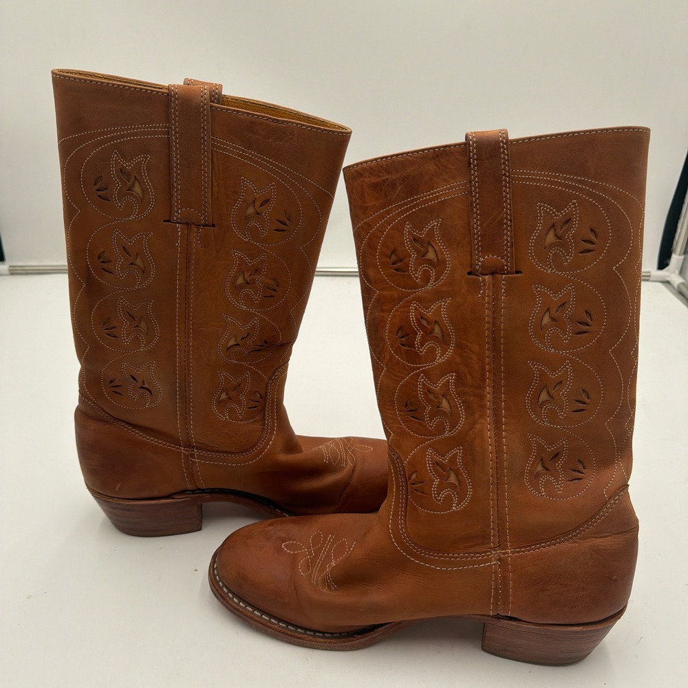Frye Austin Floral Cutout Western Leather Campus Cowgirl Boots Size Womens 9.5
